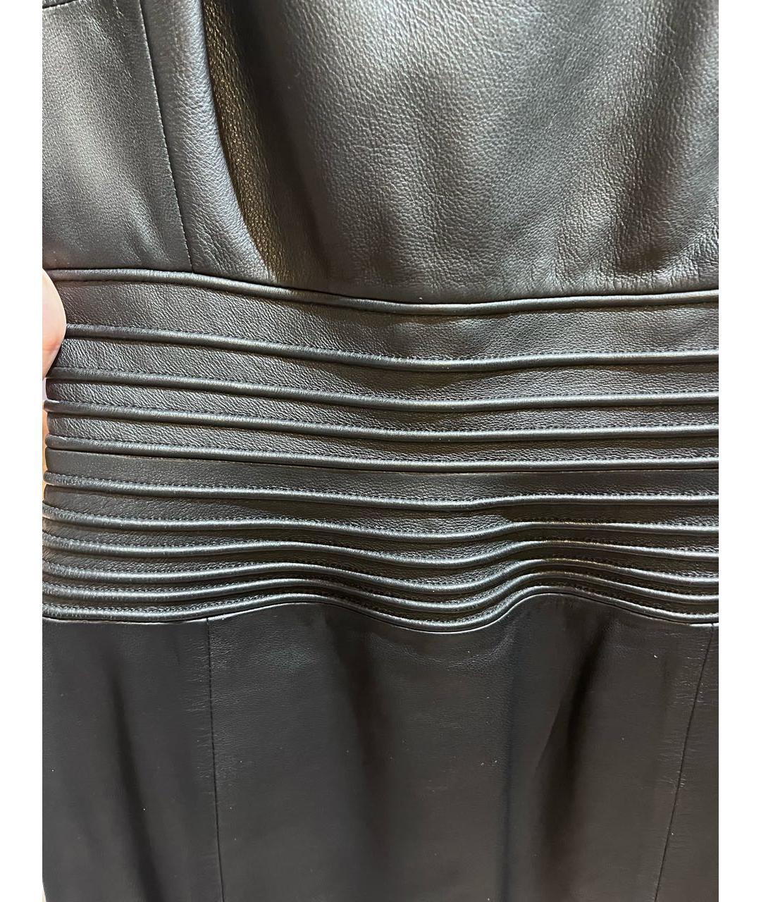 GIANFRANCO FERRE Черное кожаное повседневное платье, фото 5