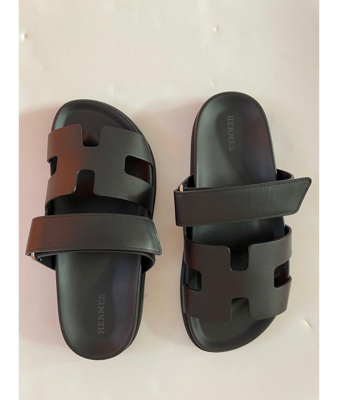 HERMES PRE-OWNED Черные кожаные сандалии, фото 9