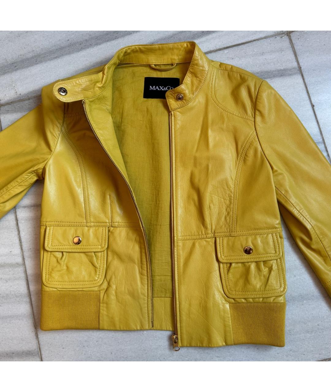 MAX&CO Желтая кожаная куртка, фото 3