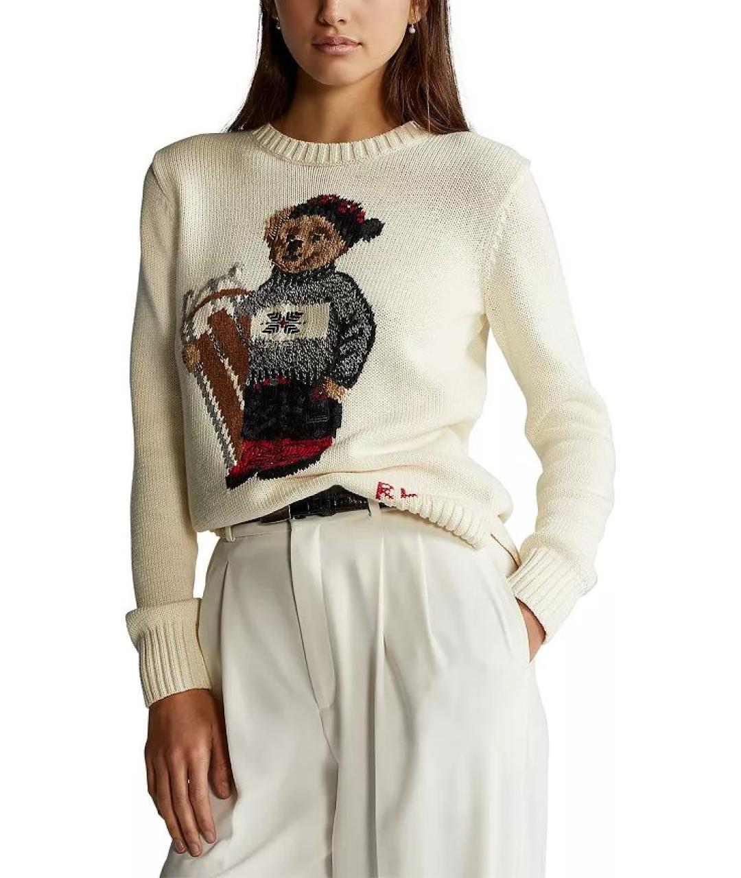 POLO RALPH LAUREN Белый хлопковый джемпер / свитер, фото 2