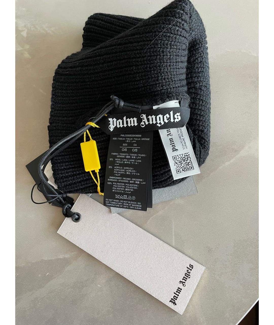 PALM ANGELS Черная шерстяная шапка, фото 3