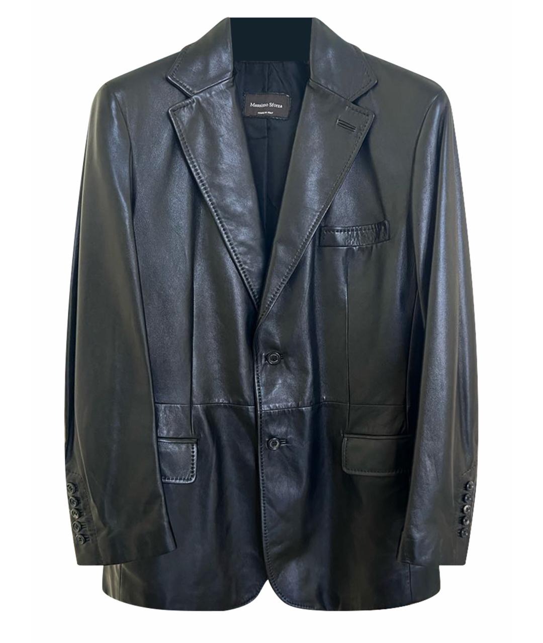 MASSIMO SFORZA Черный кожаный пиджак, фото 1