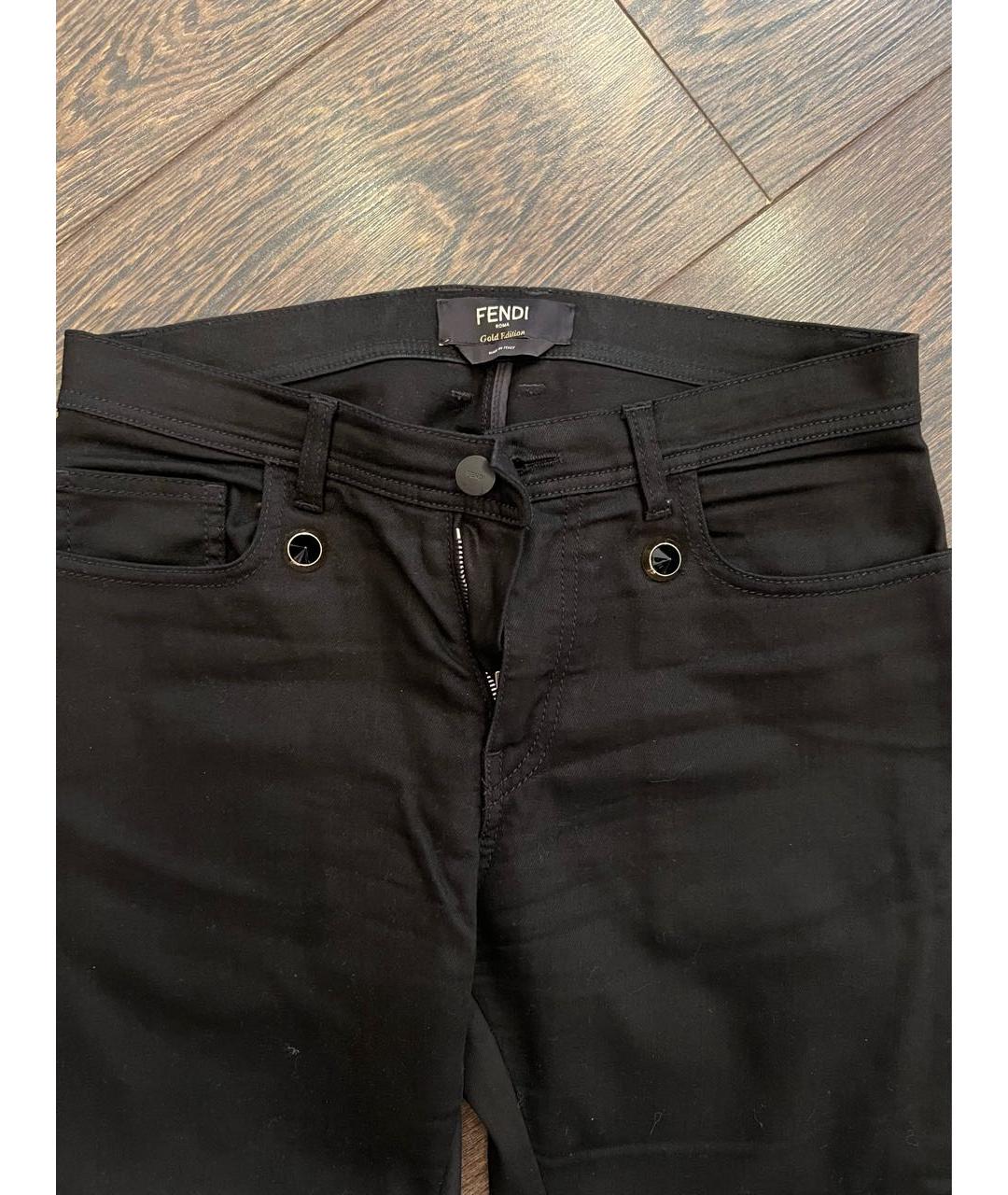 FENDI Черные хлопковые прямые брюки, фото 2