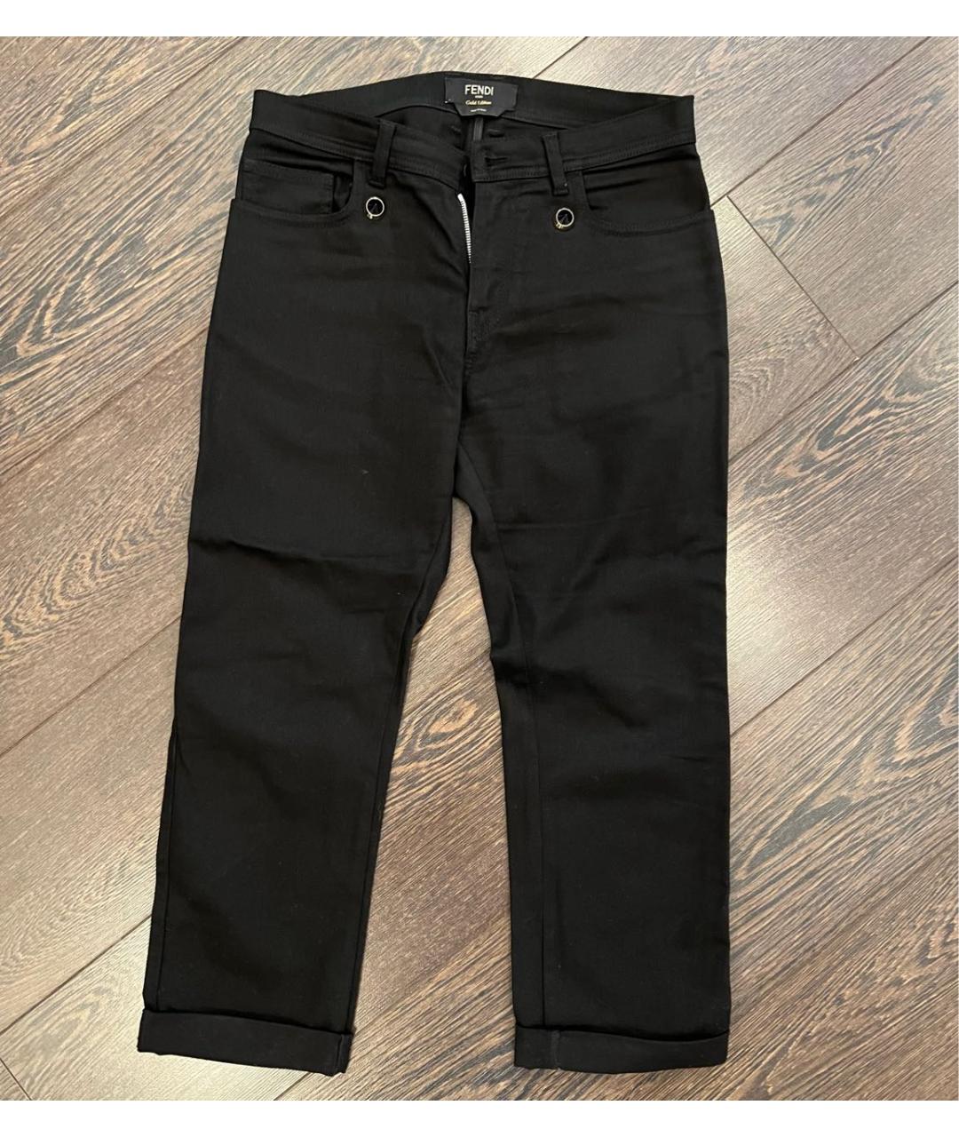 FENDI Черные хлопковые прямые брюки, фото 5
