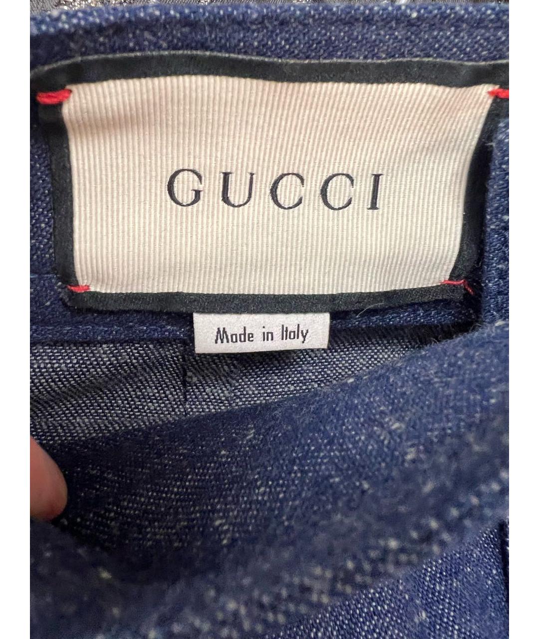 GUCCI Темно-синяя хлопковая юбка миди, фото 4