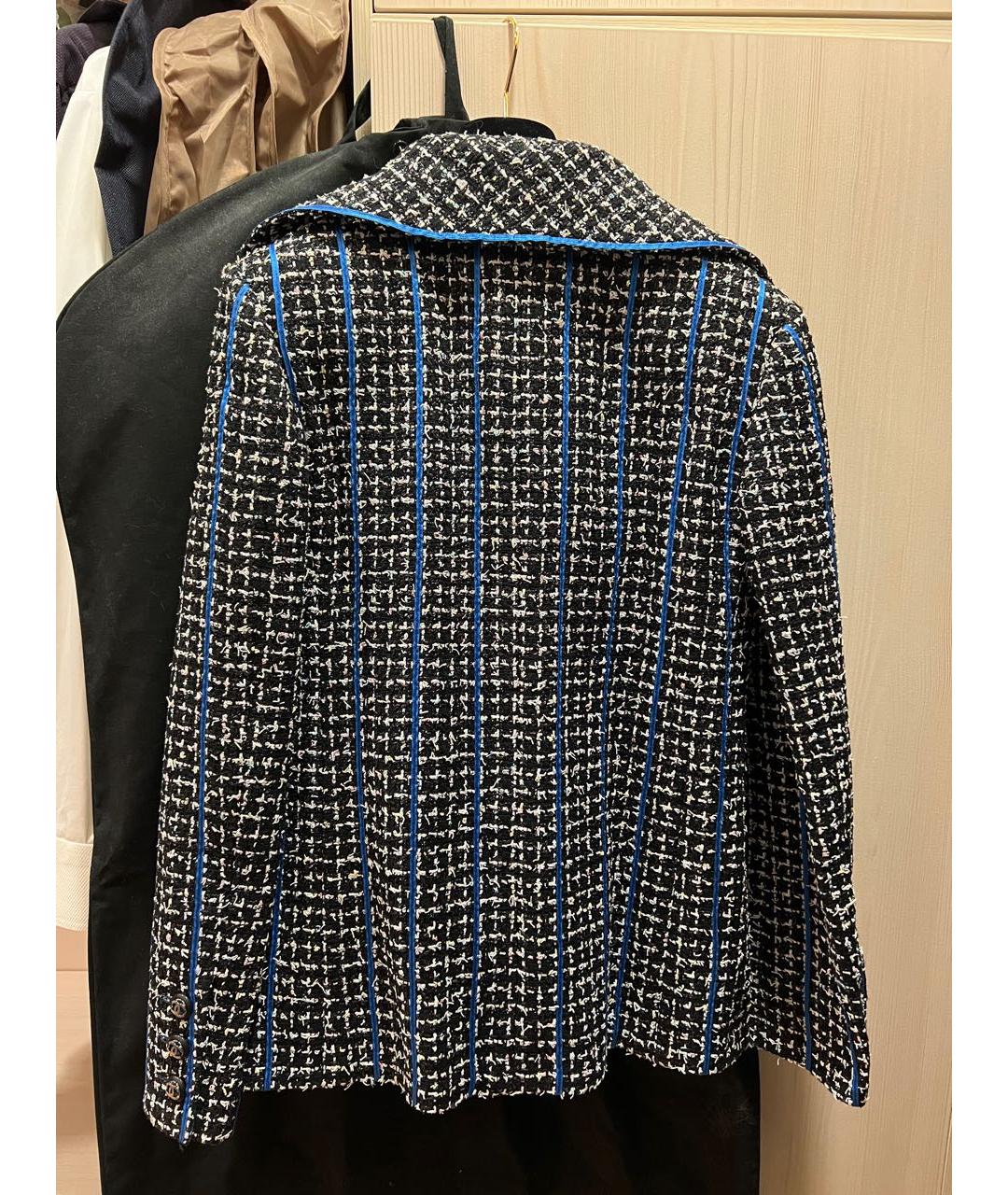 CHANEL PRE-OWNED Синий твидовый жакет/пиджак, фото 2