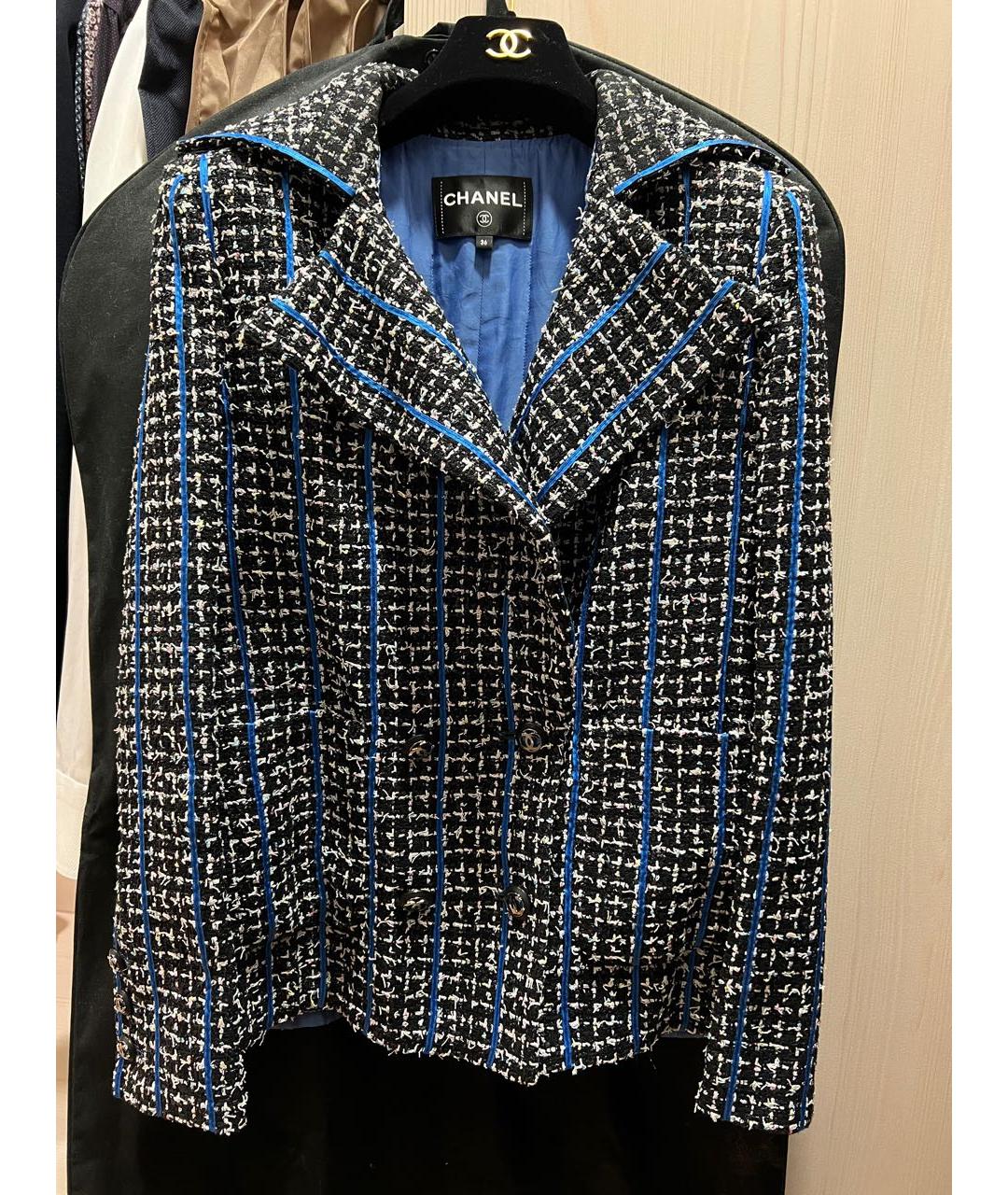 CHANEL PRE-OWNED Синий твидовый жакет/пиджак, фото 9