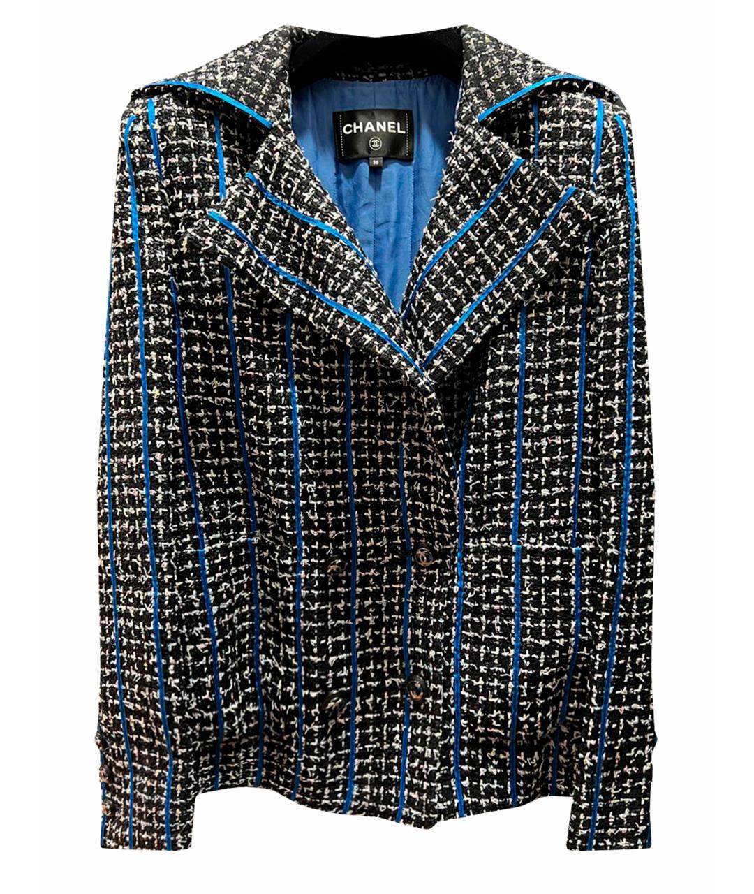 CHANEL PRE-OWNED Синий твидовый жакет/пиджак, фото 1