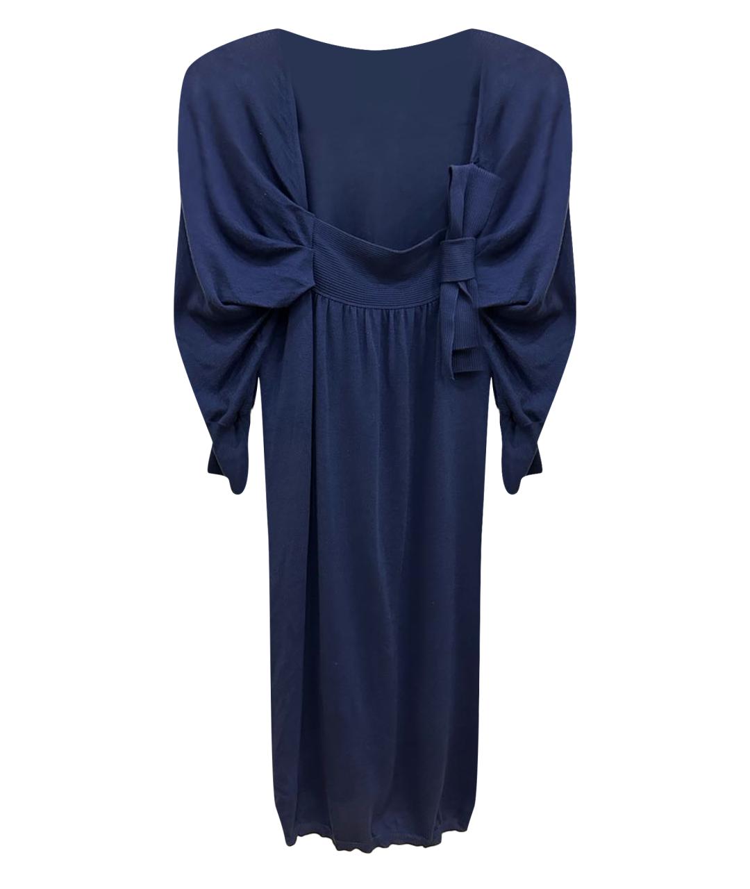 VALENTINO Темно-синее шелковое повседневное платье, фото 1