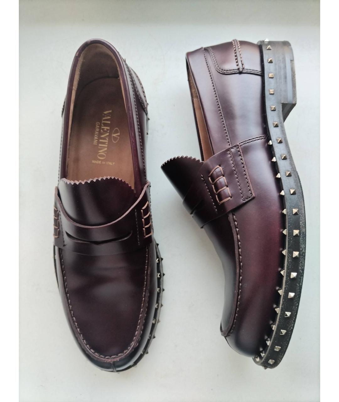 VALENTINO Бордовые кожаные лоферы, фото 9
