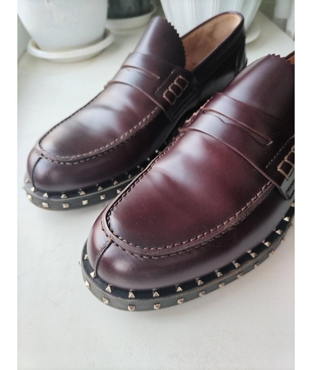 VALENTINO Бордовые кожаные лоферы, фото 5
