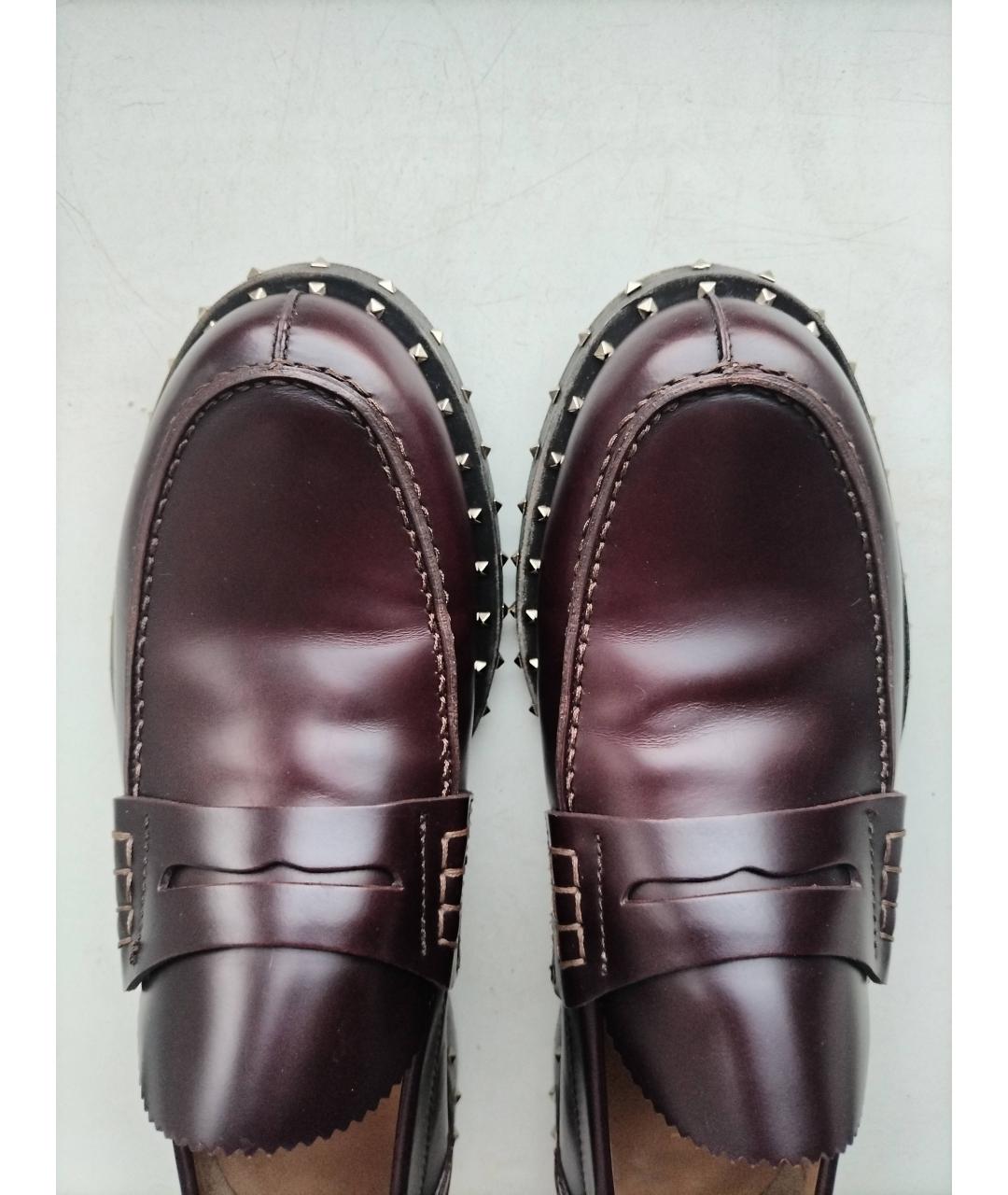 VALENTINO Бордовые кожаные лоферы, фото 8