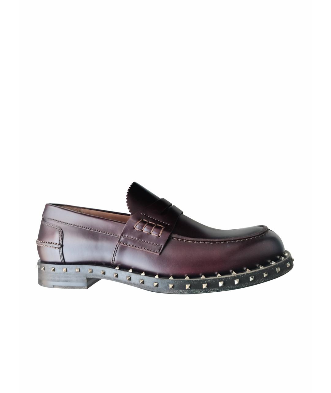 VALENTINO Бордовые кожаные лоферы, фото 1