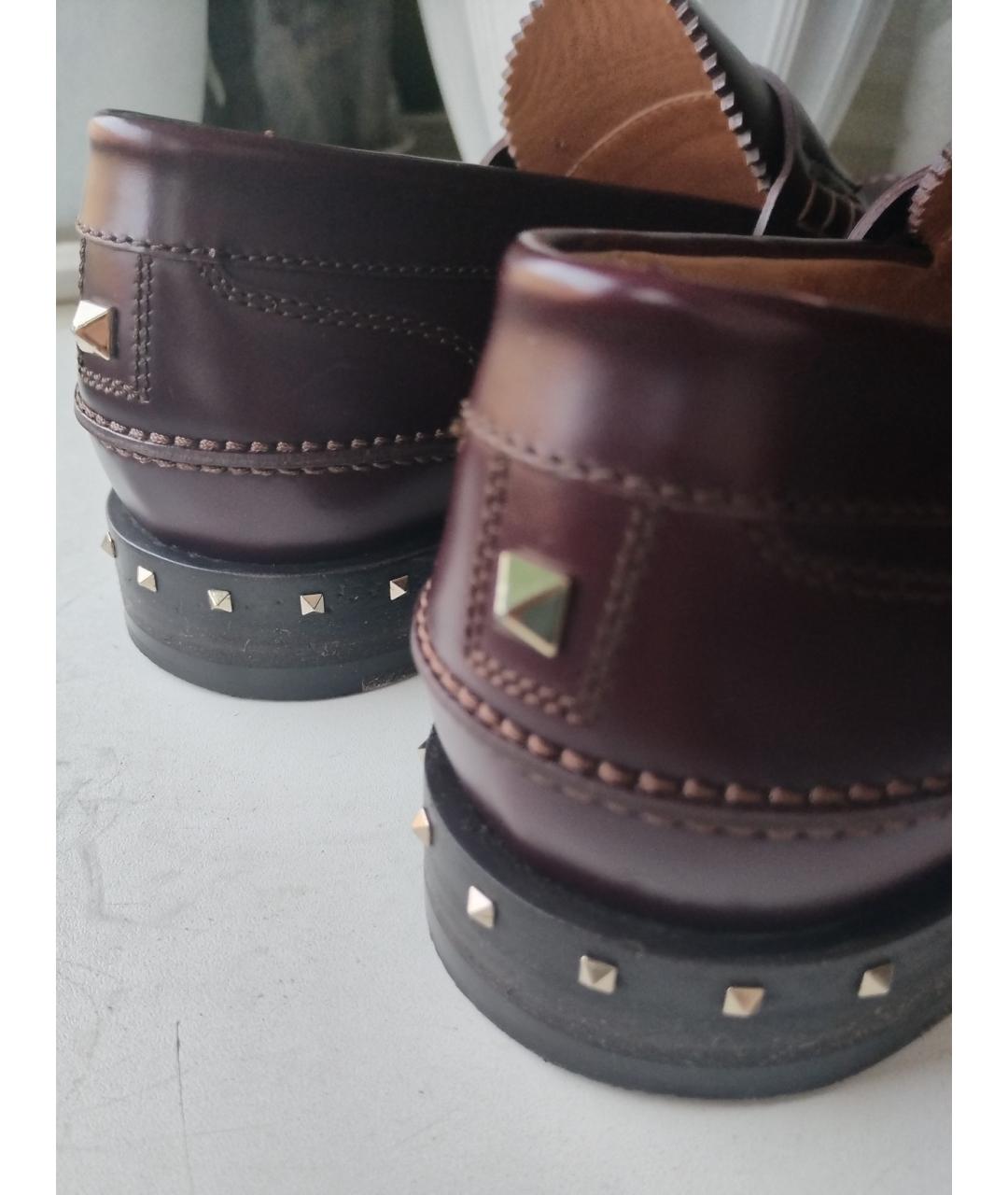 VALENTINO Бордовые кожаные лоферы, фото 4