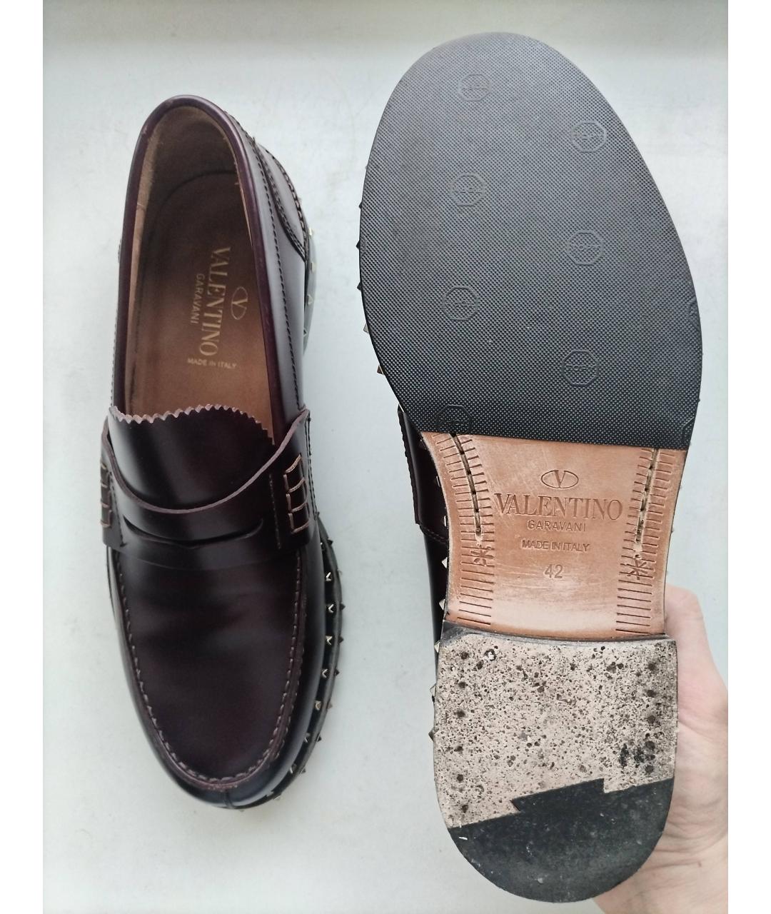 VALENTINO Бордовые кожаные лоферы, фото 7
