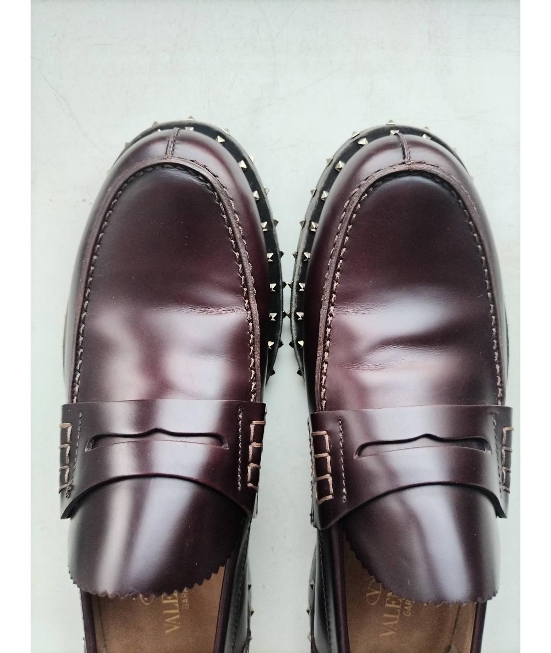 VALENTINO Бордовые кожаные лоферы, фото 3