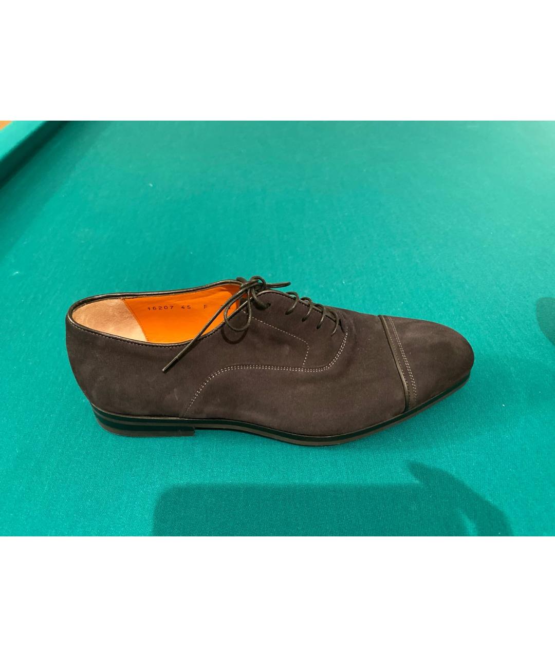 SANTONI Черные замшевые туфли, фото 5