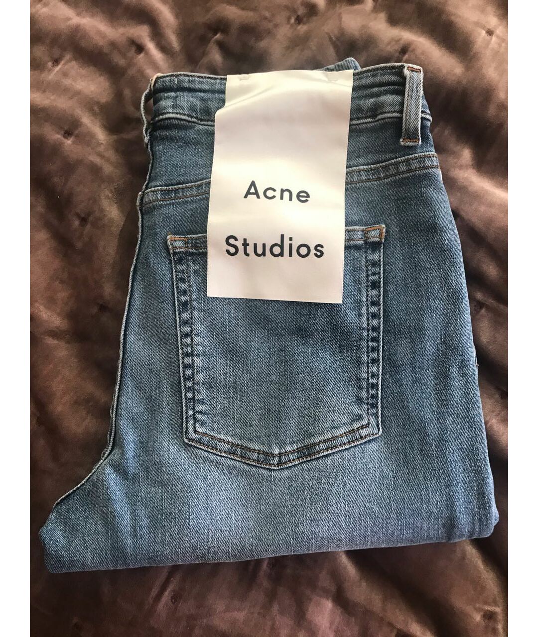 ACNE STUDIOS Голубые хлопко-эластановые джинсы слим, фото 6