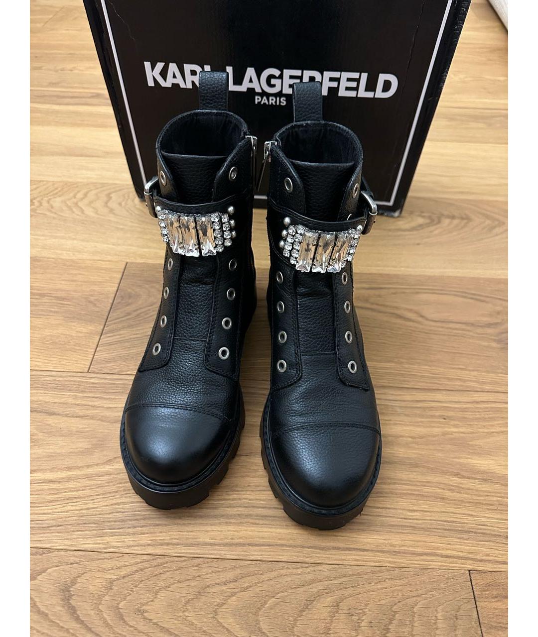 KARL LAGERFELD Черные кожаные ботинки, фото 2