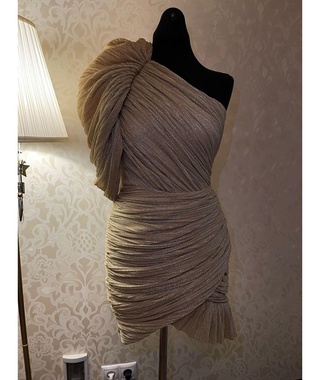 KALMANOVICH Золотое шелковое коктейльное платье, фото 6
