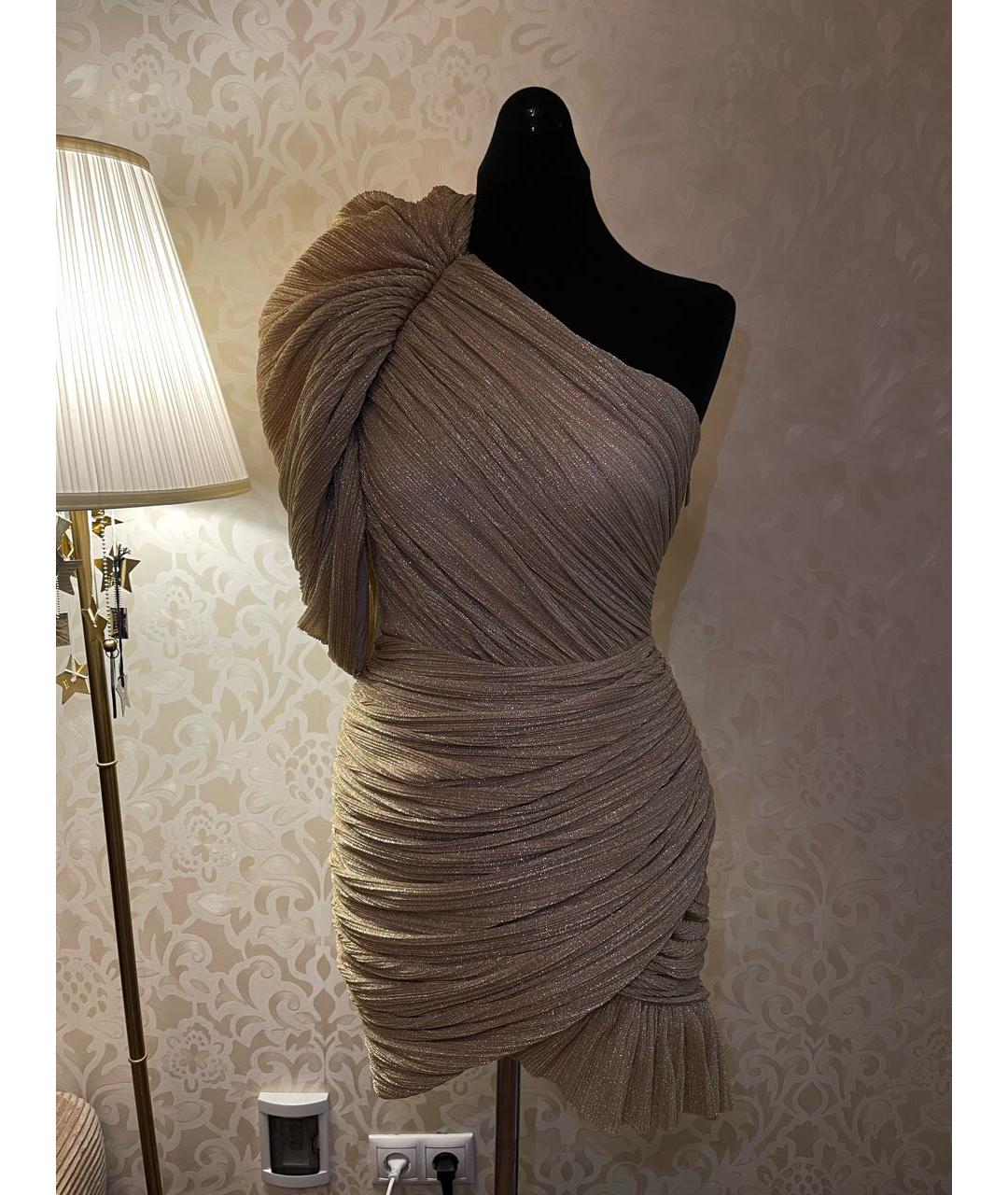 KALMANOVICH Золотое шелковое коктейльное платье, фото 7