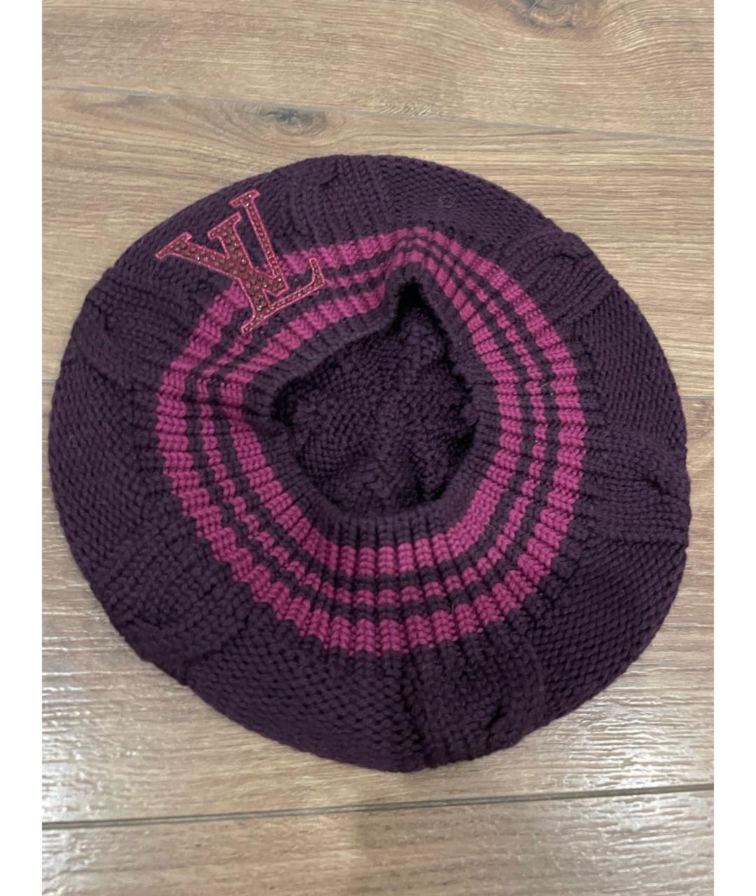 LOUIS VUITTON PRE-OWNED Фиолетовая шерстяная шапка, фото 3