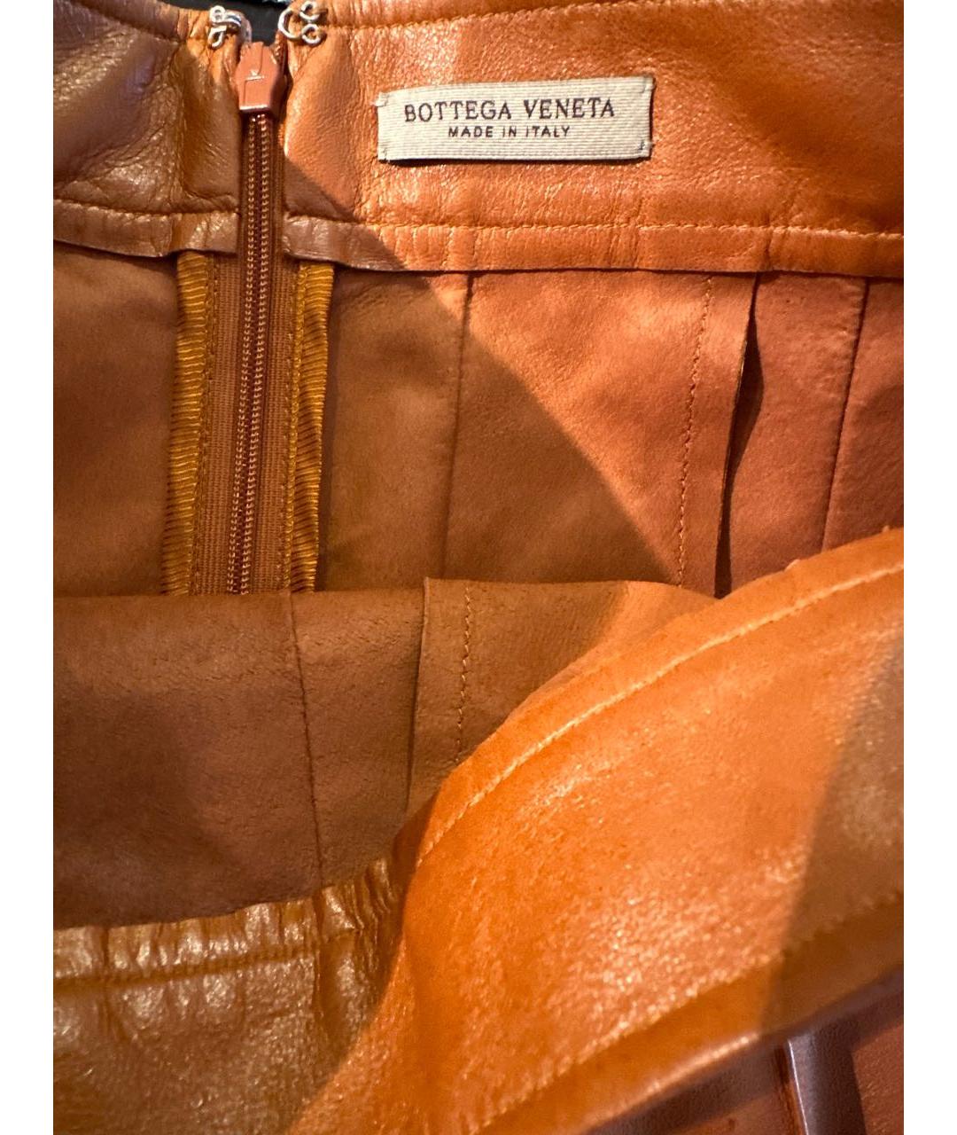 BOTTEGA VENETA Коричневая кожаная юбка миди, фото 6