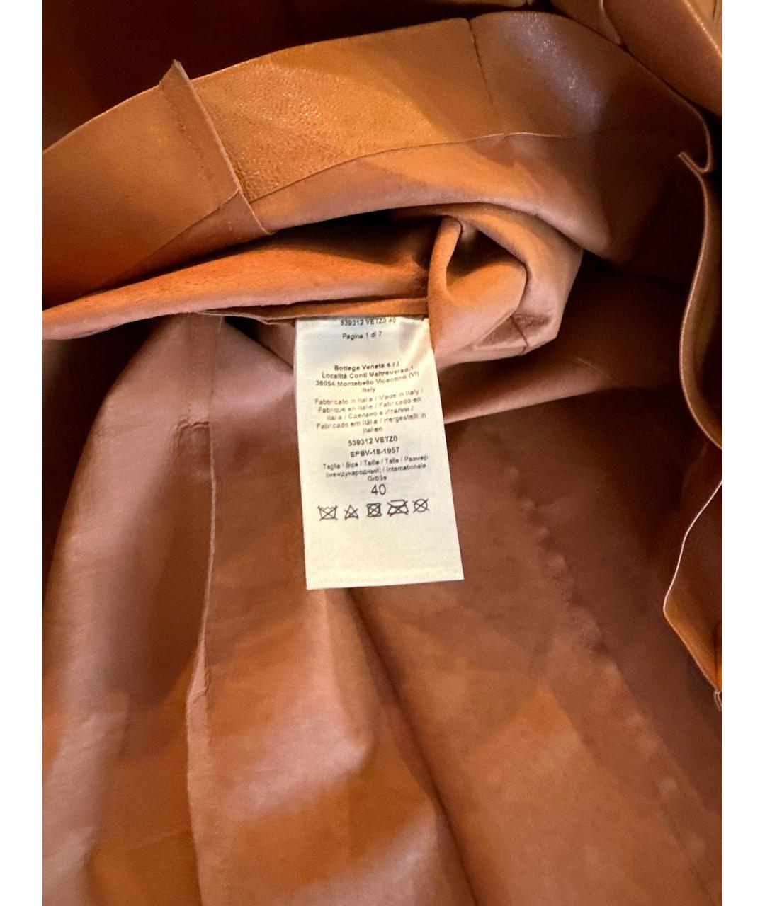 BOTTEGA VENETA Коричневая кожаная юбка миди, фото 8