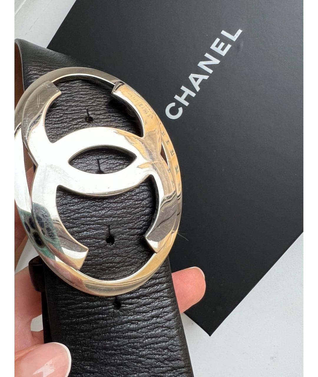 CHANEL PRE-OWNED Черный кожаный ремень, фото 2