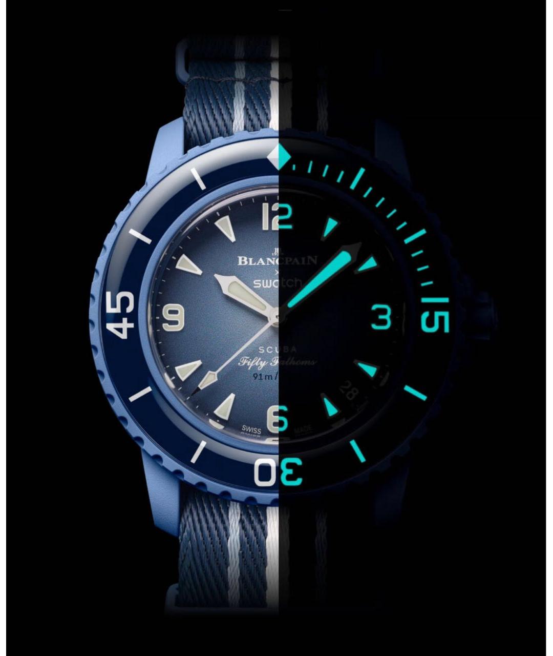 Blancpain Синие керамические часы, фото 5