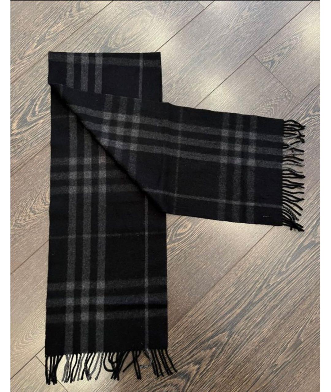 BURBERRY Черный кашемировый шарф, фото 2
