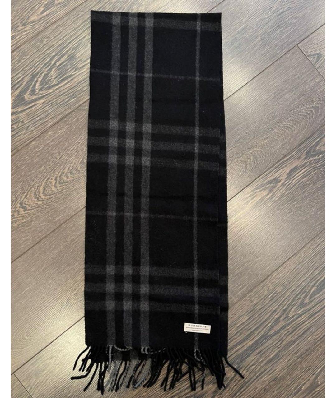 BURBERRY Черный кашемировый шарф, фото 4