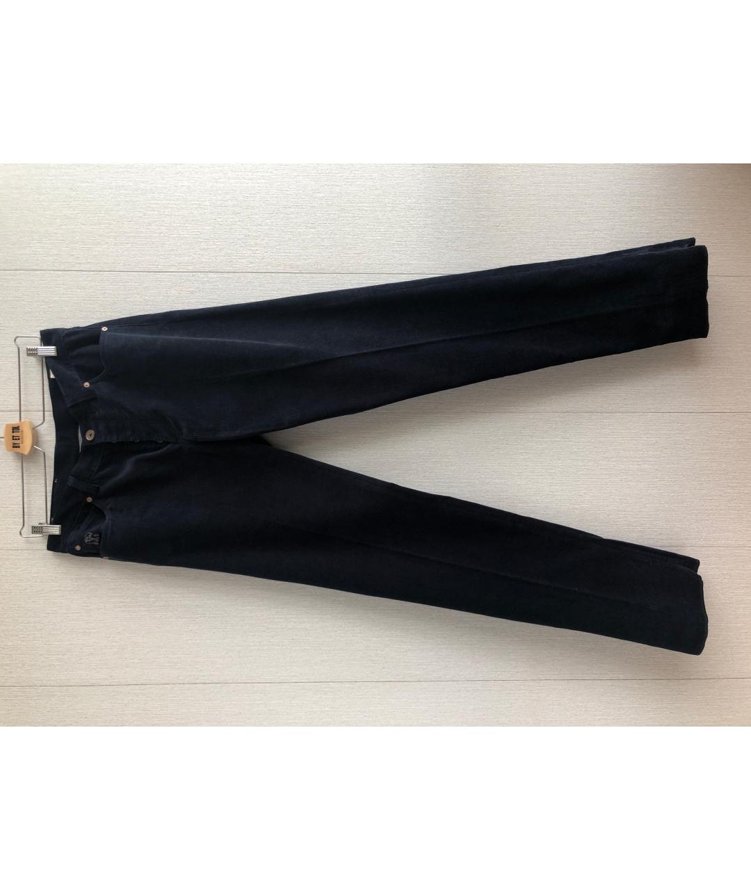 BRUNELLO CUCINELLI Темно-синие хлопковые повседневные брюки, фото 10
