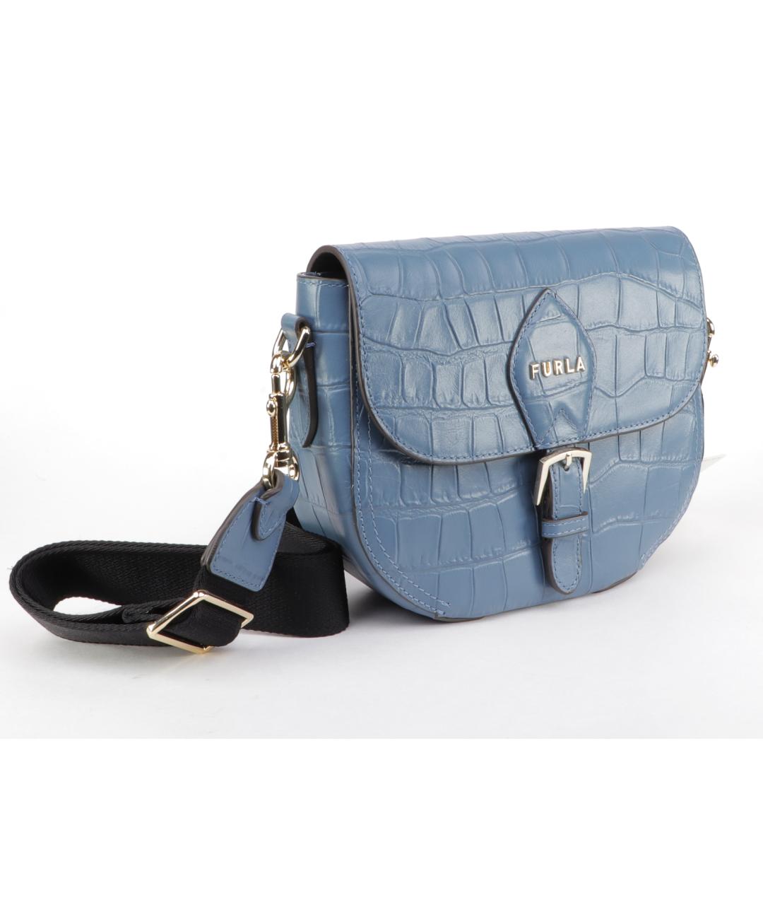 FURLA Голубая кожаная сумка через плечо, фото 3