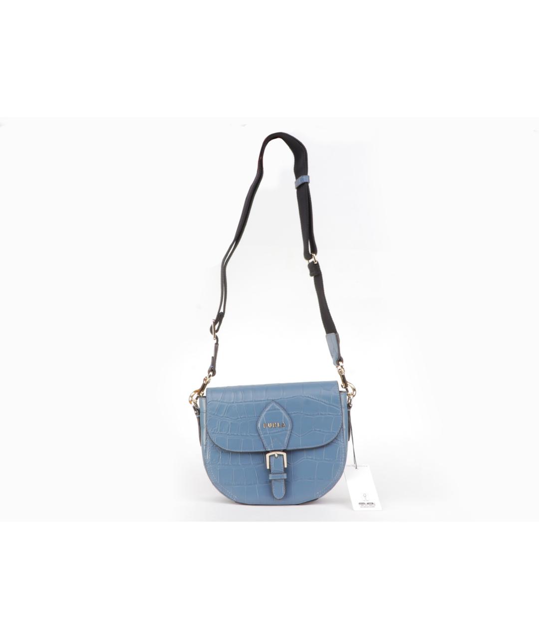 FURLA Голубая кожаная сумка через плечо, фото 7
