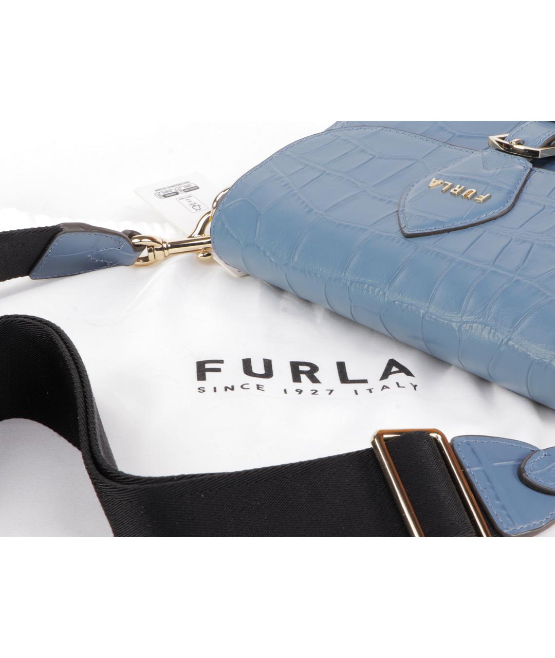 FURLA Голубая кожаная сумка через плечо, фото 6