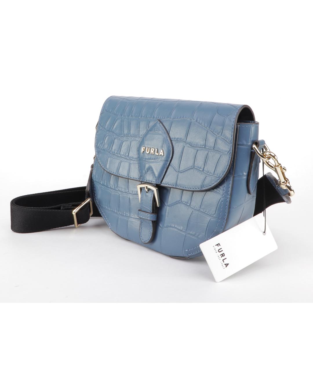 FURLA Голубая кожаная сумка через плечо, фото 2