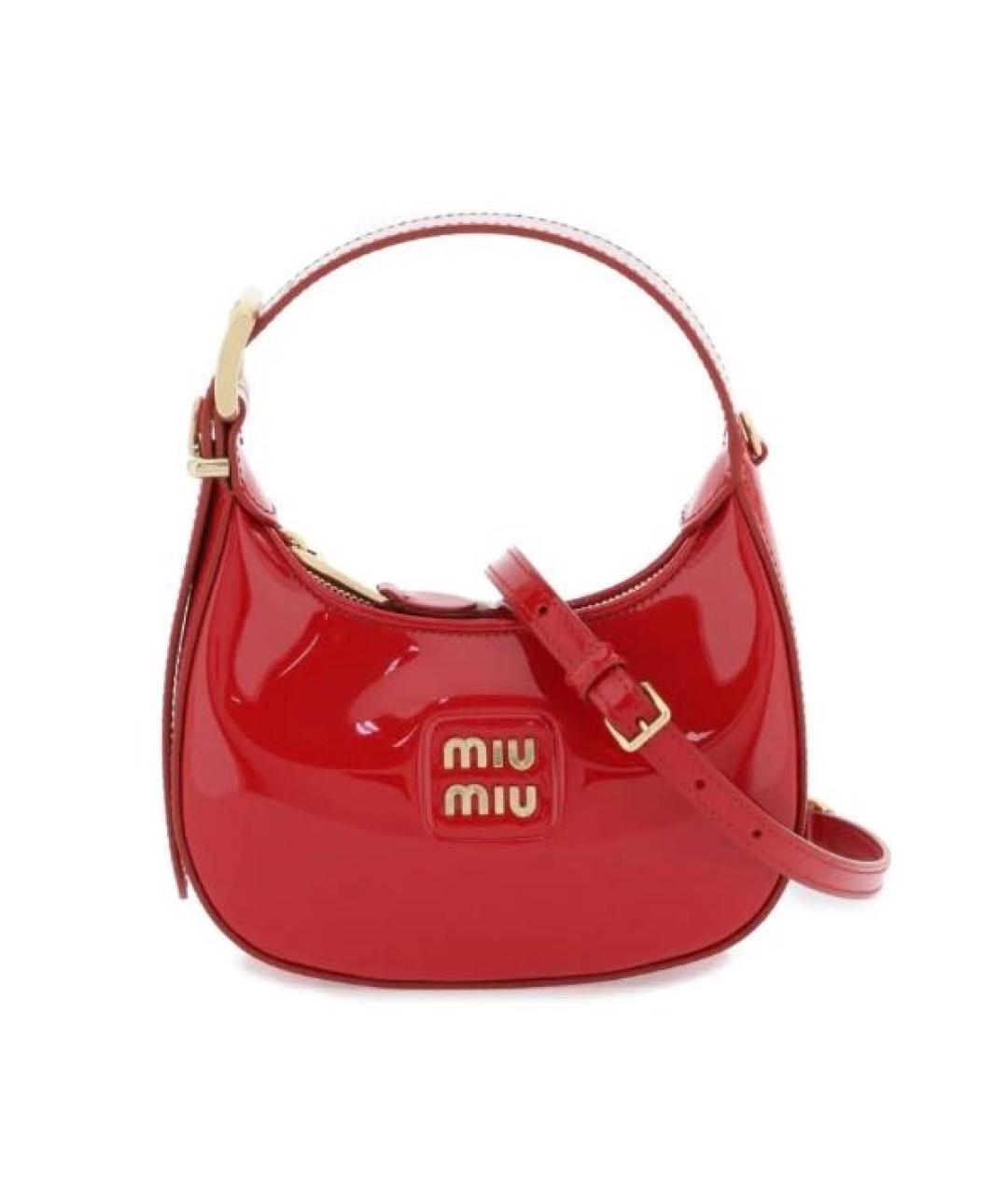MIU MIU Красная сумка с короткими ручками из лакированной кожи, фото 1