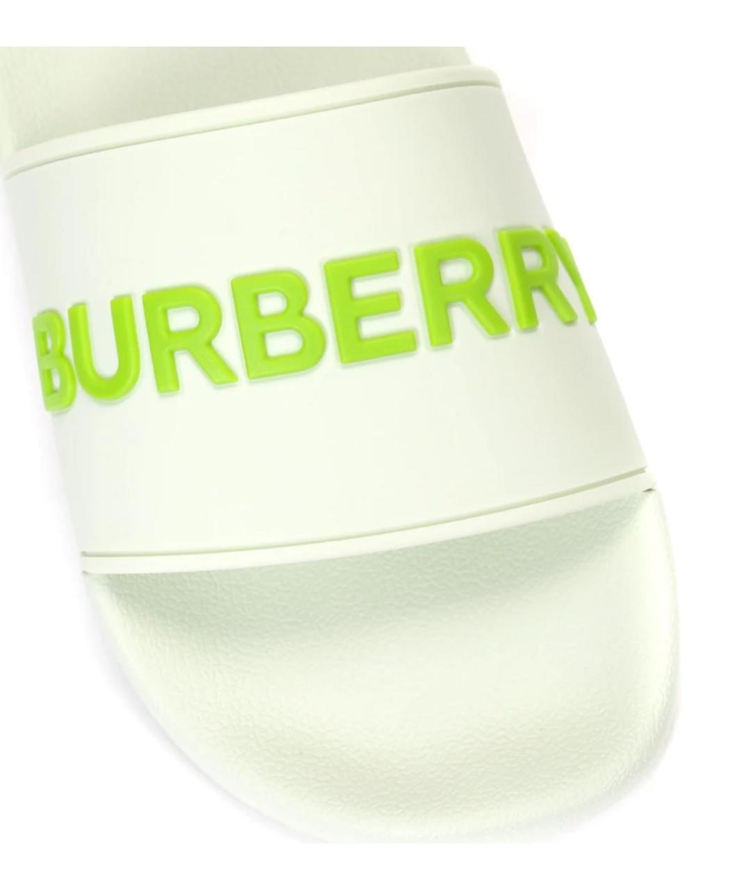 BURBERRY Салатовые резиновые шлепанцы, фото 3