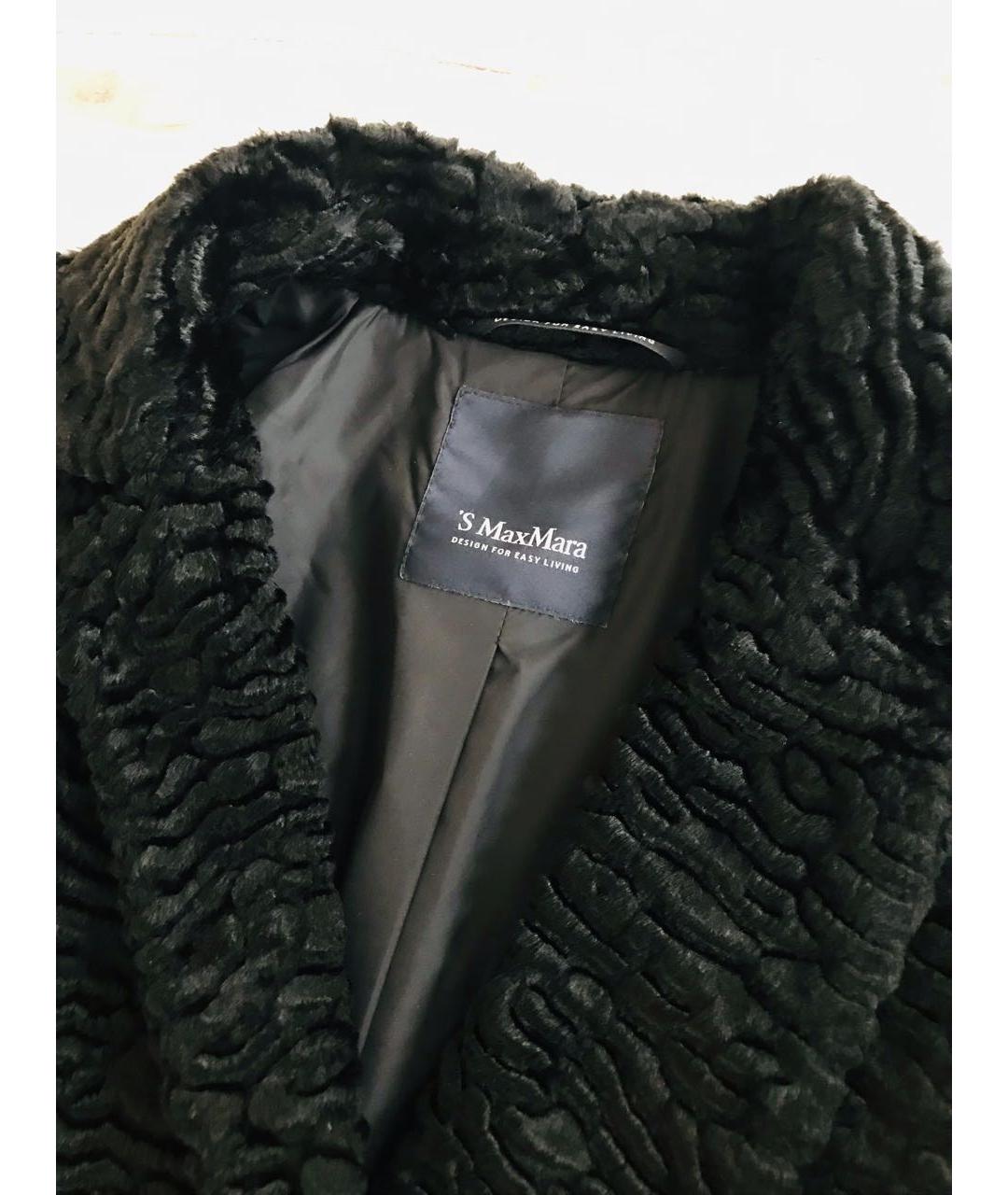'S MAX MARA Черное синтетическое пальто, фото 2