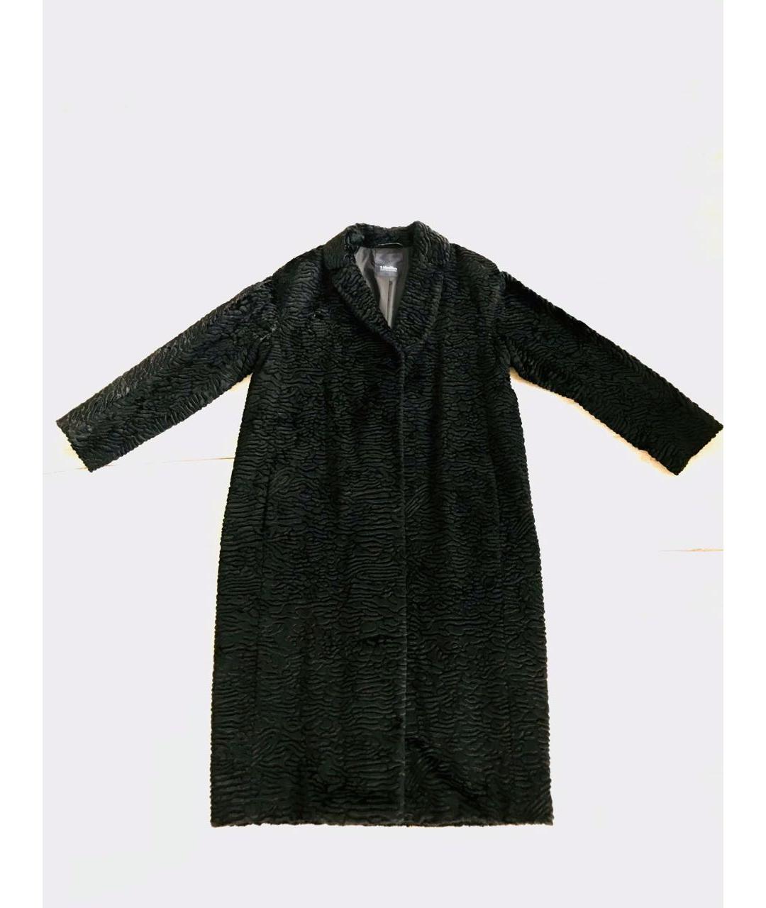 'S MAX MARA Черное синтетическое пальто, фото 7
