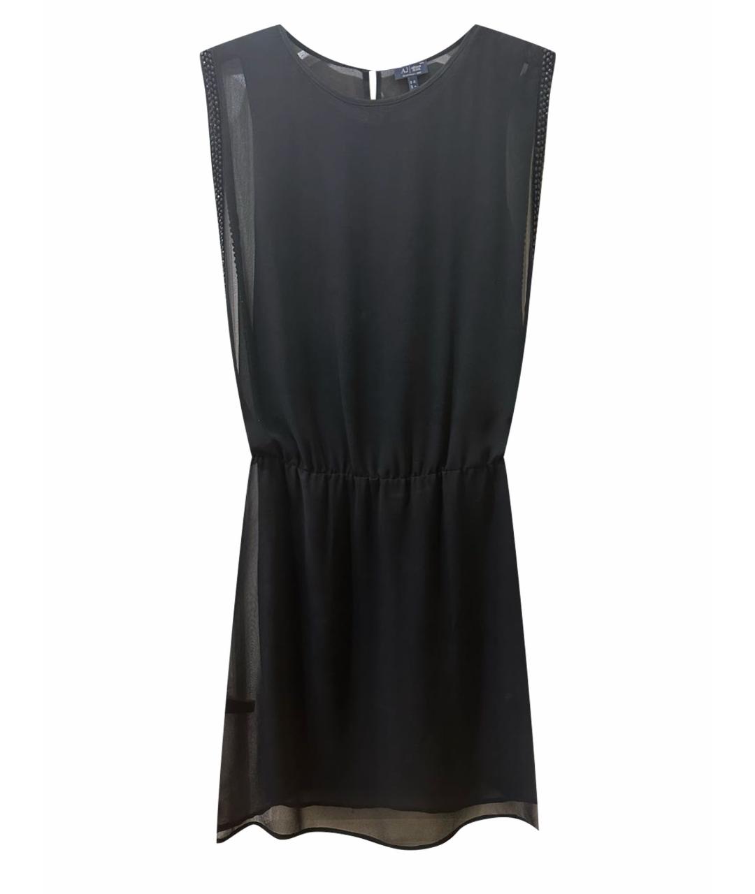 ARMANI JEANS Черное шифоновое коктейльное платье, фото 1