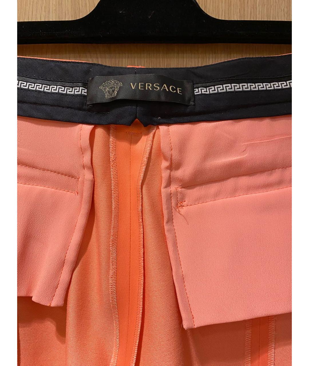 VERSACE Розовые вискозные прямые брюки, фото 8