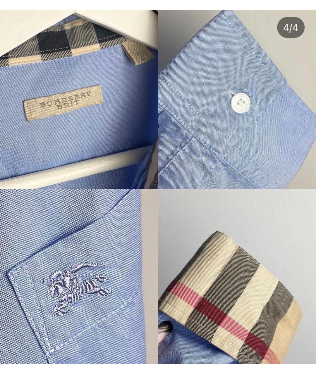 BURBERRY Голубая хлопковая рубашка, фото 2