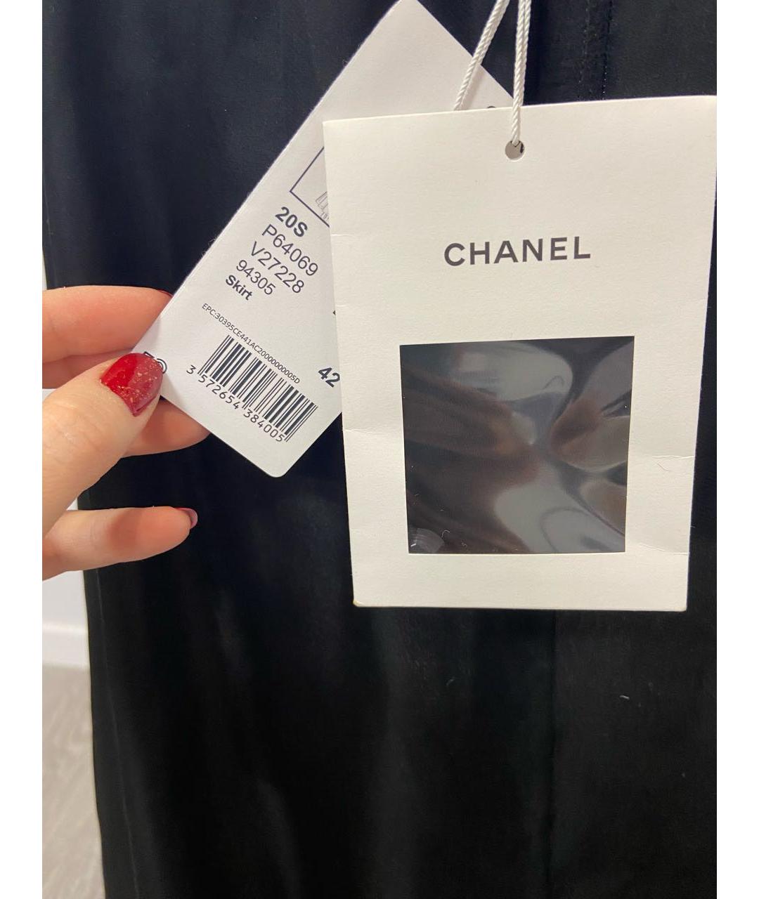 CHANEL PRE-OWNED Черная шелковая юбка макси, фото 6