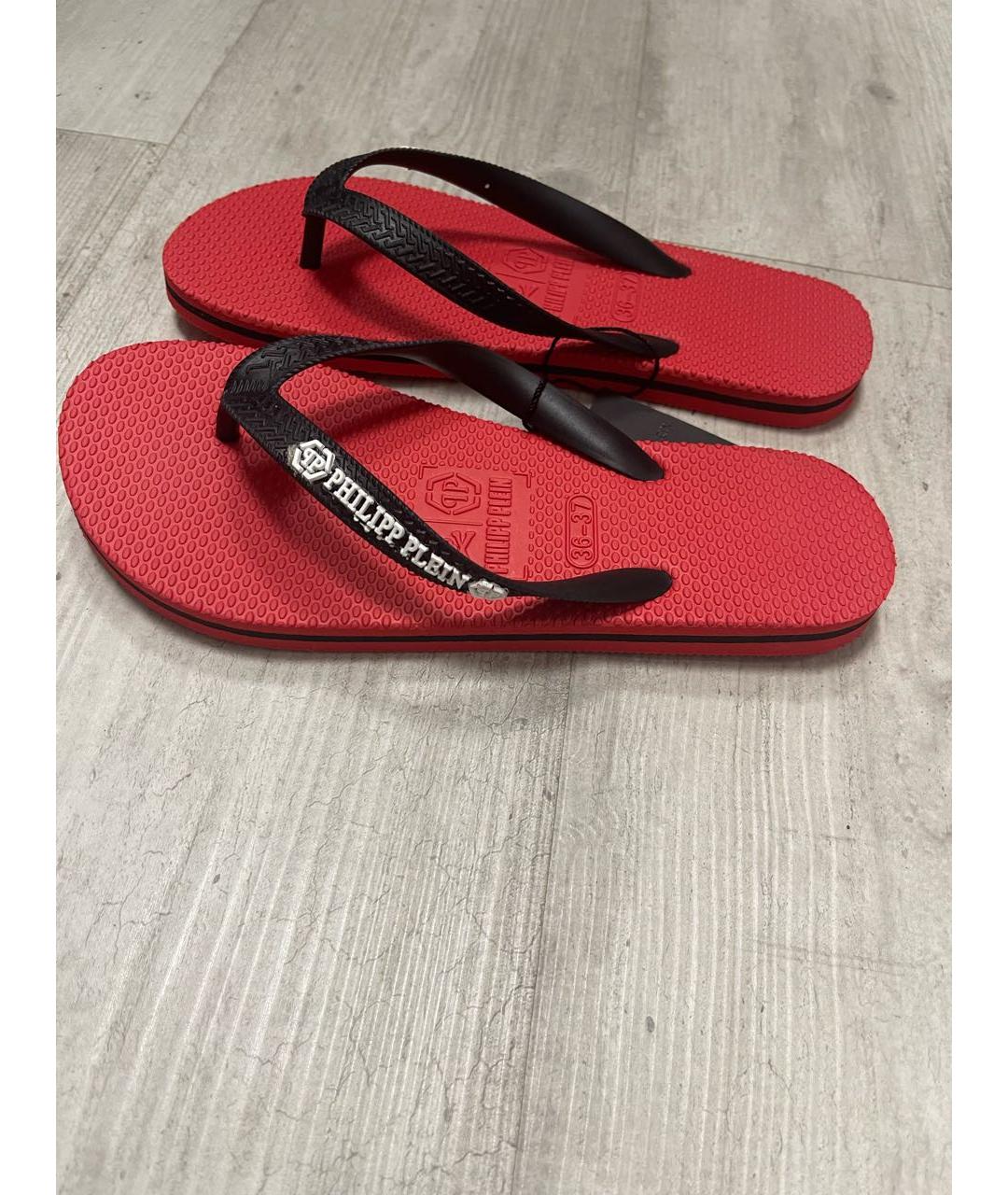 PHILIPP PLEIN Красные шлепанцы, фото 7
