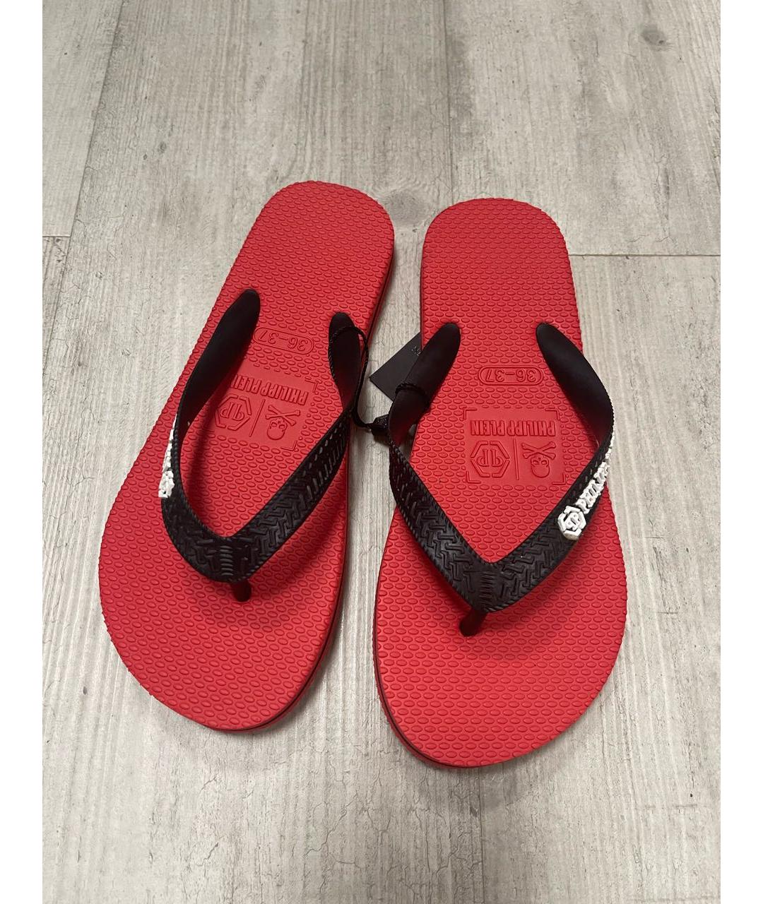 PHILIPP PLEIN Красные шлепанцы, фото 2