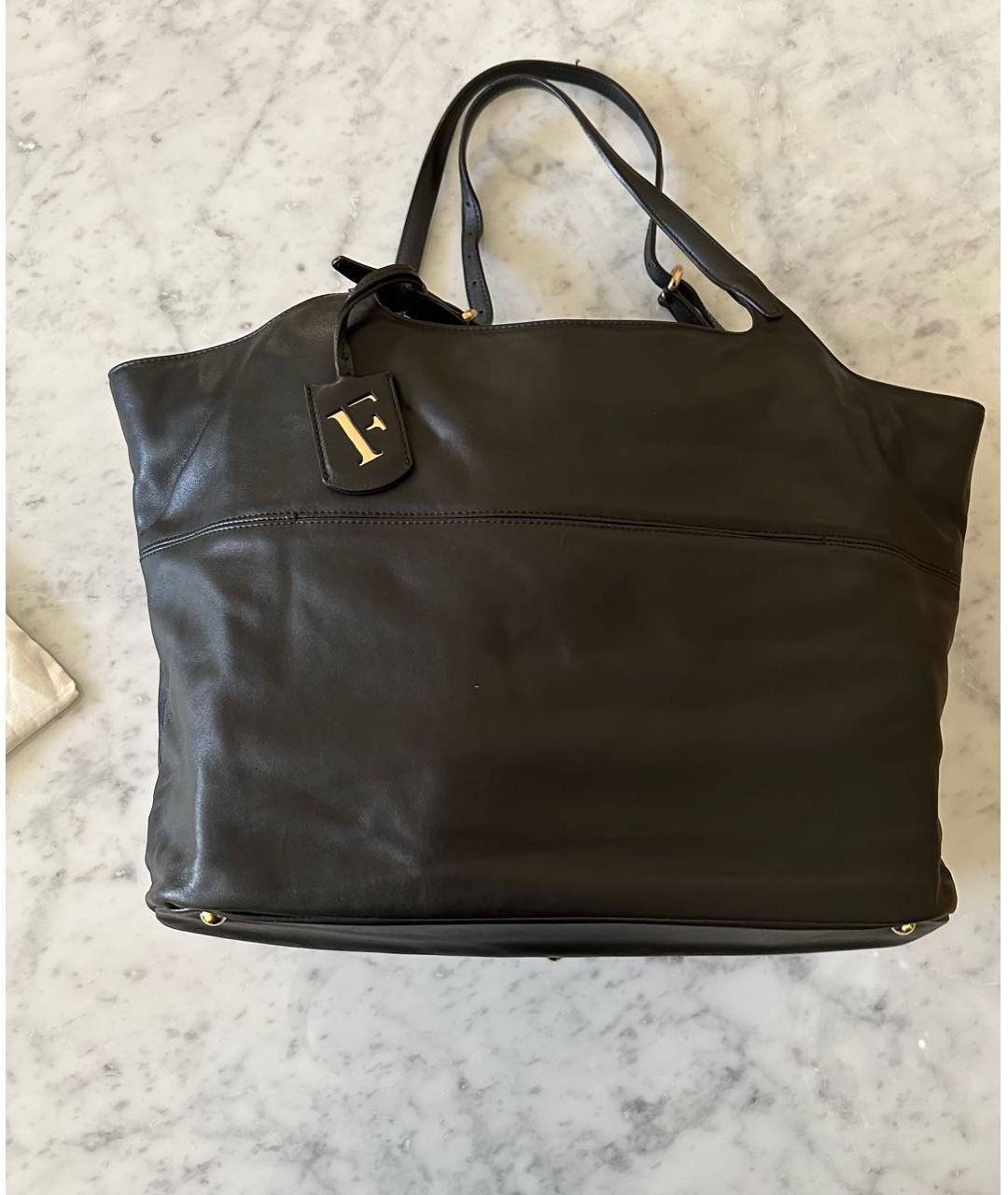 FURLA Черная кожаная сумка тоут, фото 8