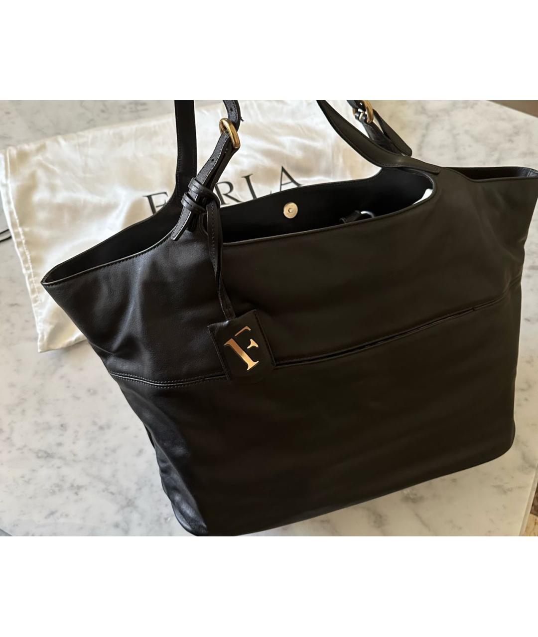 FURLA Черная кожаная сумка тоут, фото 3