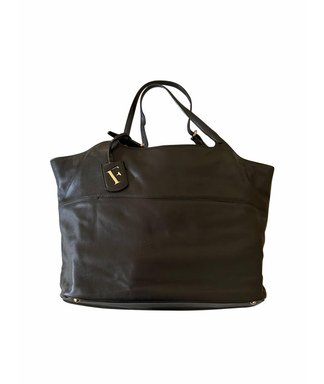 FURLA Черная кожаная сумка тоут, фото 1